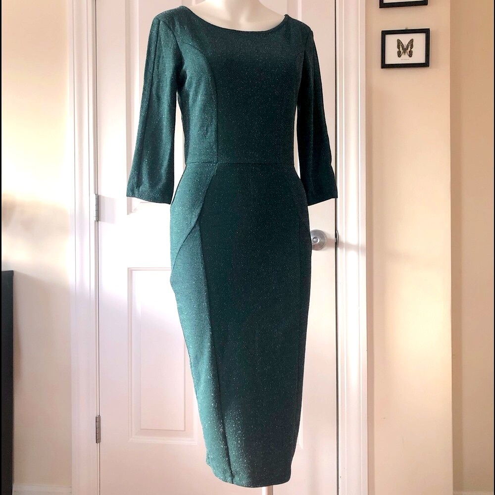 Wiggle Dress “Emerald Sparkle” by Unique Vintage